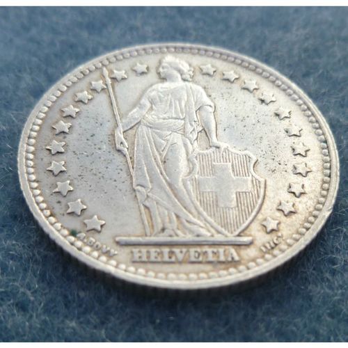 1945 B Swiss Franc Silver Coin Switzerland Helvetia