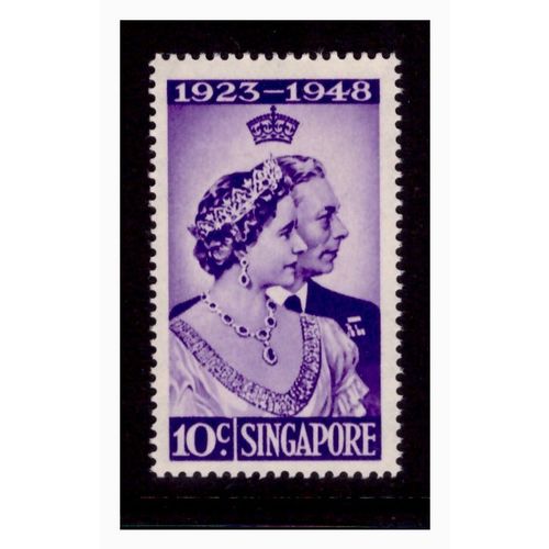 Singapore 1948 - 10c Stamp - George VI Royal Silver Wedding - SG31 MNH