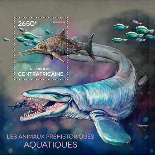 CENTRAL AFRICA 2014 SHEET MNH PREHISTORIC WATER ANIMALS DINOSAURS DINOSAURES 5A