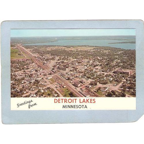 MN Detroit Lakes Postcard Greeting From Detroit Lakes w/Areial View Of Cit~46