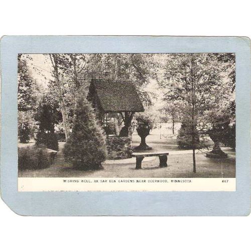 MN Deerwood Postcard Wishing Well Ak Sar Ben Gardens Photo Type Card state~45