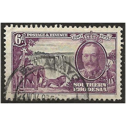 Southern Rhodesia 1935 SG34 6d Black & Purple Silver Jubilee Fine Used . .. .