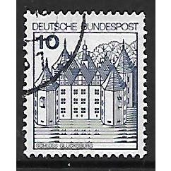 GERMANY 1977 GERMAN CASTLES 10pf BLUE GLUCKSBURGH SG1805 FINE USED#2