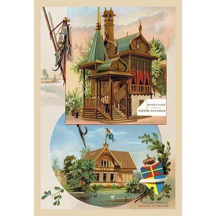 Russian Residence and the Pavilion of Sweden at the Paris Exhibition, 1889 20 x