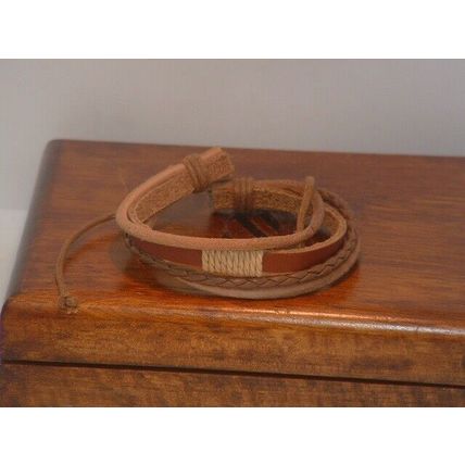 New Leather Brown 3 Layer String Tie Fashion Bracelet