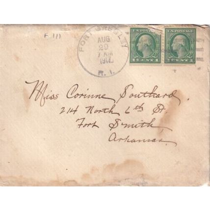 United States 1917 Fort Gresley RI-Fort Smith Arkansas Cover Fort Gresley cancel