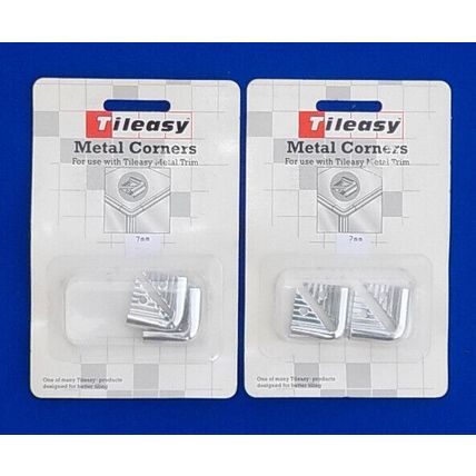 4 (2 PAIRS) TILE TRIM CORNERS 7mm DEPTH, METAL - SILVER COLOURED