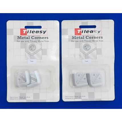 4 (2 PAIRS) TILE TRIM CORNERS 7mm DEPTH, METAL - ALUMINIUM COLOURED