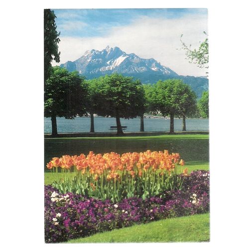 LUCERNE AND MOUNT PILATUS used postcard 1990 postmark =