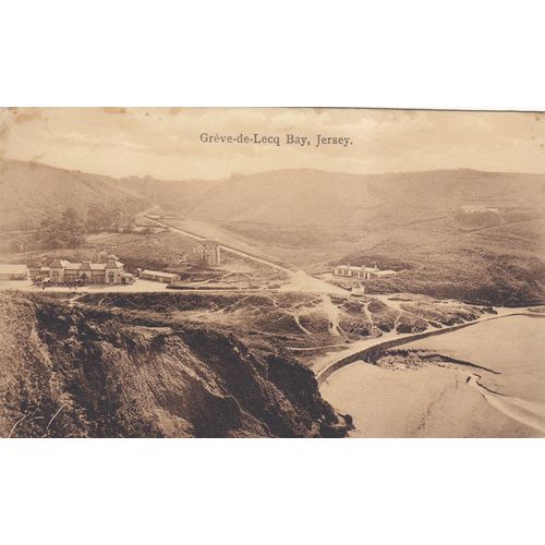 Vintage Sepia Postcard - Greve de Lecq Bay Jersey - pub Boots