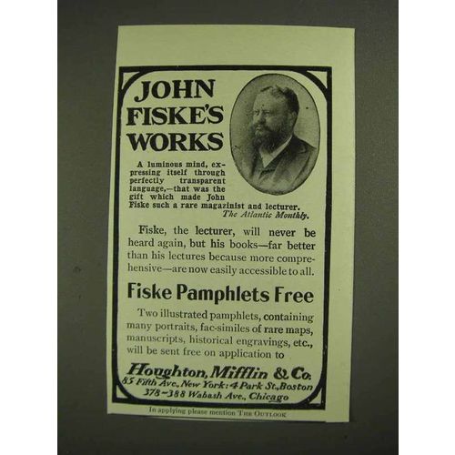 1903 Houghton, Mifflin & Co. Ad - John Fiske's Works