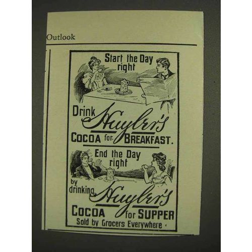 1903 Huyler's Cocoa Ad - Start the Day Right