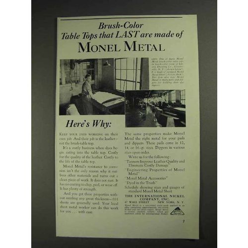 1936 International Nickel Monel Metal Ad - Brush-Color
