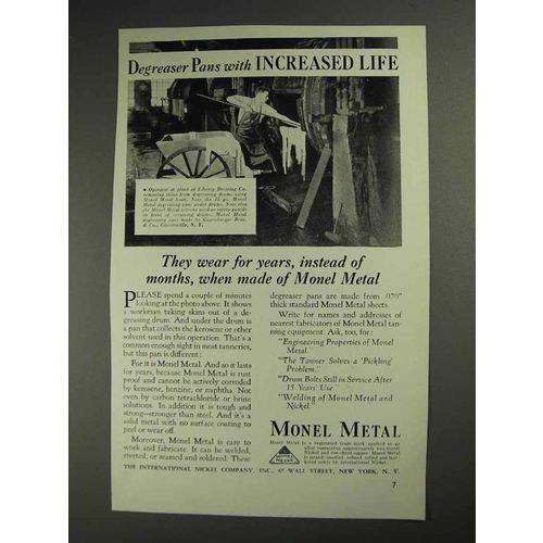 1936 International Nickel Monel Metal Ad - Degreaser