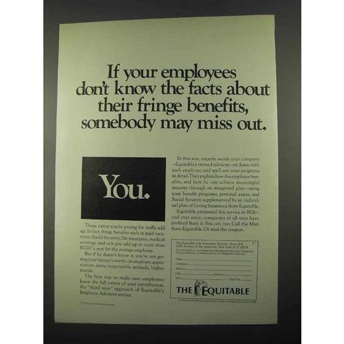 1969 Equitable Life Assurance Ad - Fringe Benefits