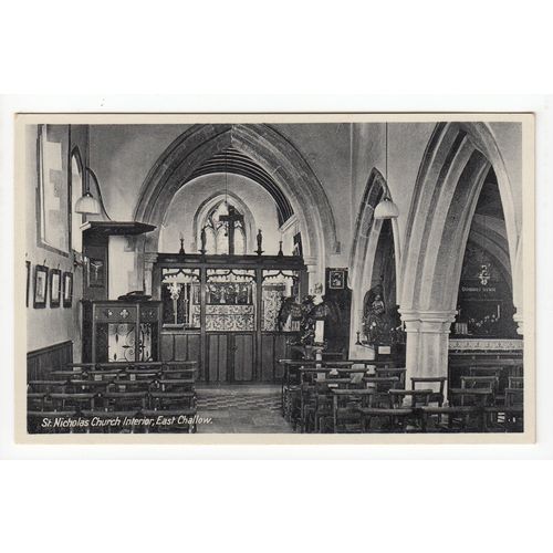 St Nicholas Church Interior East Challow Postcard near Wantage Oxfordshire