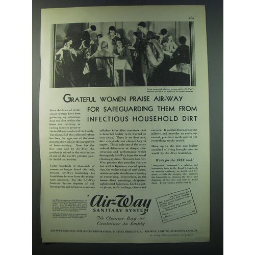1930 Air-way Electric Appliance Sanitary System Ad - Grateful women praise