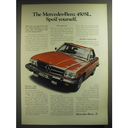 1974 Mercedes-Benz 450SL Car Advertisement - Spoil yourself