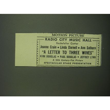 1949 A letter to Three Wives Movie Ad - Radio City Music Hall