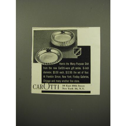 1950 Carotti Many-Purpose Dish Ad - Here's the Many-Purpose dish