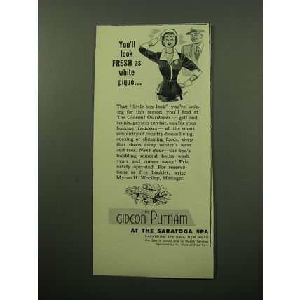 1950 The Gideon Putnam Hotel Ad - You'll look fresh as white pique