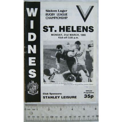 1986 programme Widnes v.St. Helens, signed ?