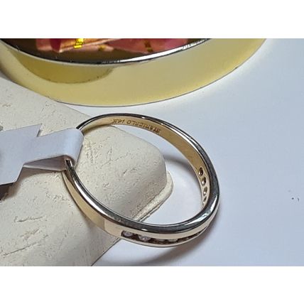 Estate .20ctw Natural Round Diamond SI3-I1 HI Channel 14Kt Y/G Wedding Band17181