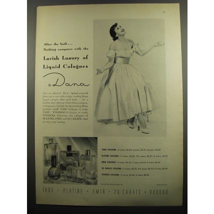 1951 Dana Perfumes Ad - After the bath.. nothing compares