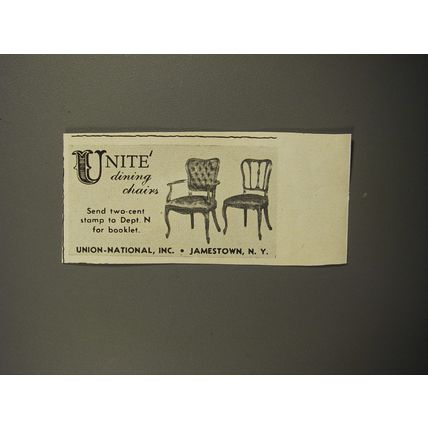 1951 Union-National Unite Dining Chairs Advertisement