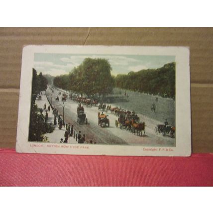 ROTTEN ROW, HYDE PARK, LONDON used antique postcard 1904 pm =