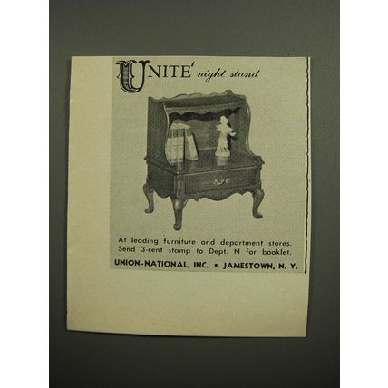 1952 Union-National Unite Night Stand Advertisement