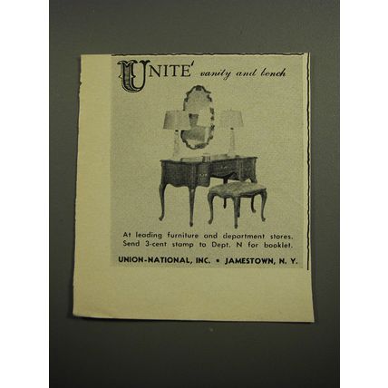 1952 Union-National Unite Vanity and Bench Advertisement