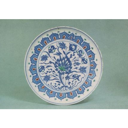 Turkish 16th Century Dish Alkaline Glazed Earthenware Postcard