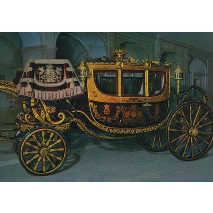 Portugal Crown Coach Carriage Museu XIX Century Postcard