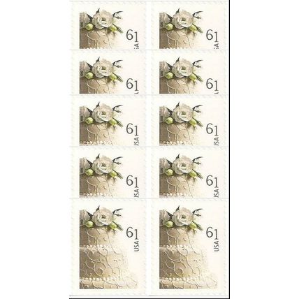 Wedding Cake One PACK of TEN 61 Cent Postage Stamps Scott 4398