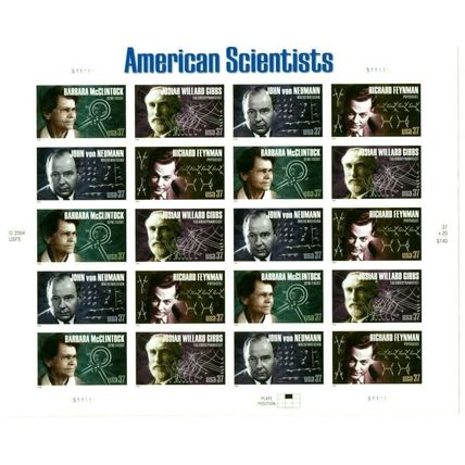 American Scientists Sheet of Twenty 37 Cent Postage Stamps Scott 3906-09