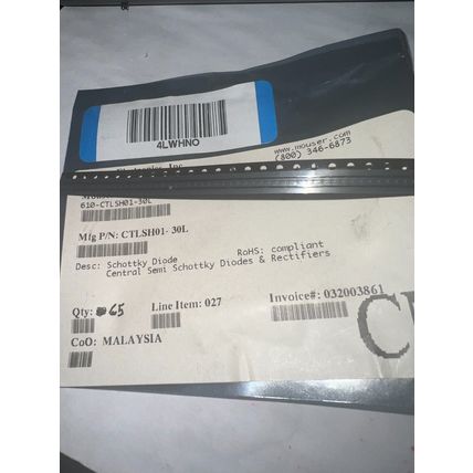 CTLSH01-30L CENTRAL SEMI Diode Schottky 2 PIN 30V 100MA 2DFN