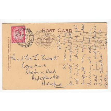 Hotel Mariners Haverfordwest Postcard 1963 Pembrokeshire Wales