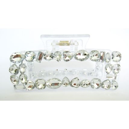 Rectangle large clear transparent crystal acrylic hair claw clip