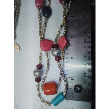 CHICO’S BEADED Necklace MULTICOLOR 36” Long