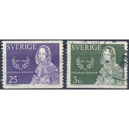 Death Centenary of Frederika Bremer - Sweden 1965 - F H - MiNr 540/1A