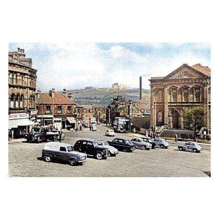 ptc8356 - Yorks' - Early view of Cars parked in Batley Market Place - print 6x4