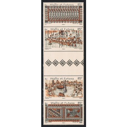 Wallis and Futuna Tapas strip of 4v+label 2006 MNH SG#902-905