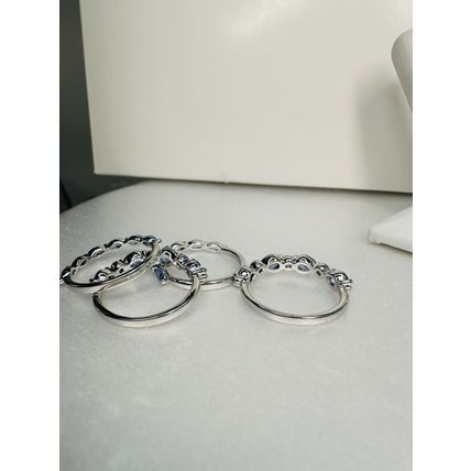 Bomb Party Sz8 Revealed BP Ring Jewelry RBP Blue Cluster Rhodium Pl 4pc Band Lot