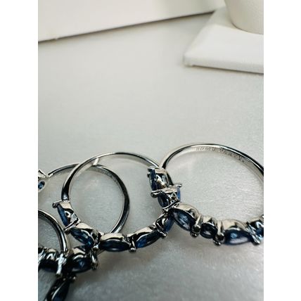 Bomb Party Sz8 Revealed BP Ring Jewelry RBP Blue Cluster Rhodium Pl 4pc Band Lot
