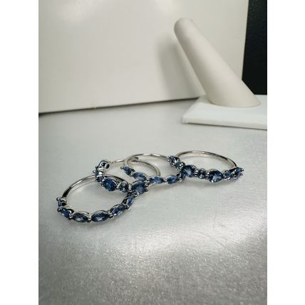 Bomb Party Sz8 Revealed BP Ring Jewelry RBP Blue Cluster Rhodium Pl 4pc Band Lot