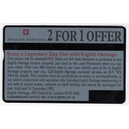 UK BT Phone Card - English Heritage - Carisbrooke Castle