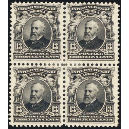 308, Mint H 13¢ FVF Block of Four Stamps SCV $175 - Stuart Katz