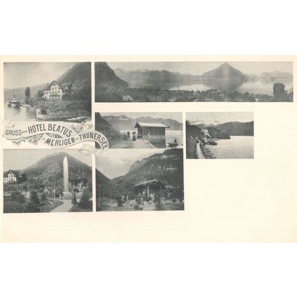 Gruss Aus Hotel Beatus Merligen Switzerland Mint Old Postcard