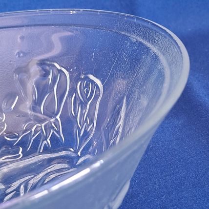 FIRNA Indonesia GLASS CANDY BOWL Dish Nut Jar ROSES Floral No Lid